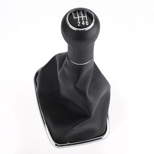 Ručka mjenjača sa 6 brzina sa kožom VW Golf IV 1997-2006, Hrom okvir, FI23mm, Crna