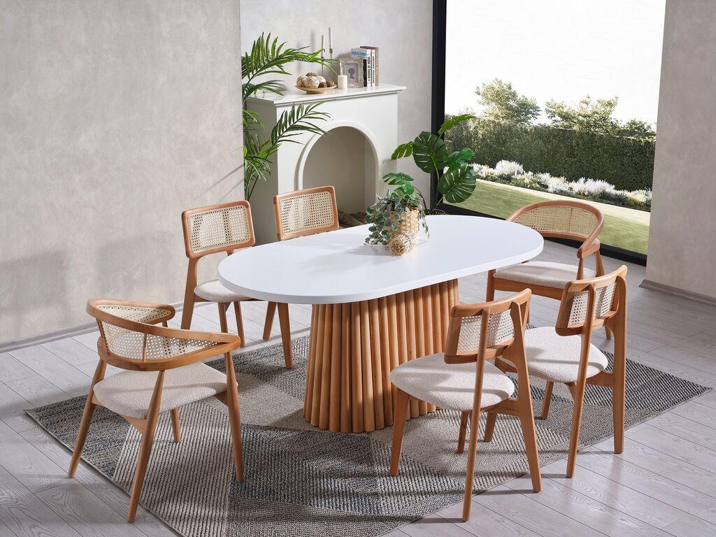 Hanah Home Trpezarijski sto i stolice Soho, 170x90x75 cm, 6 stolica, Bijela