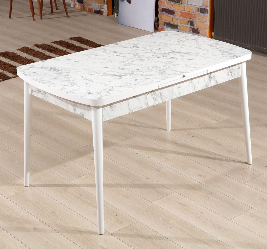 Hanah Home Razvlačivi trpezarijski sto Carrara, 132-170 cm, Bijela