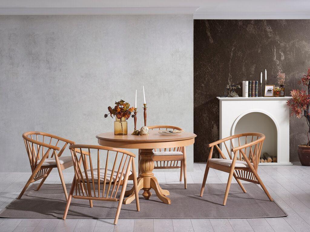 Hanah Home Rastegljivi trpezarijski sto i stolice Eva, 118-158 cm, 4 stolice, Smeđa