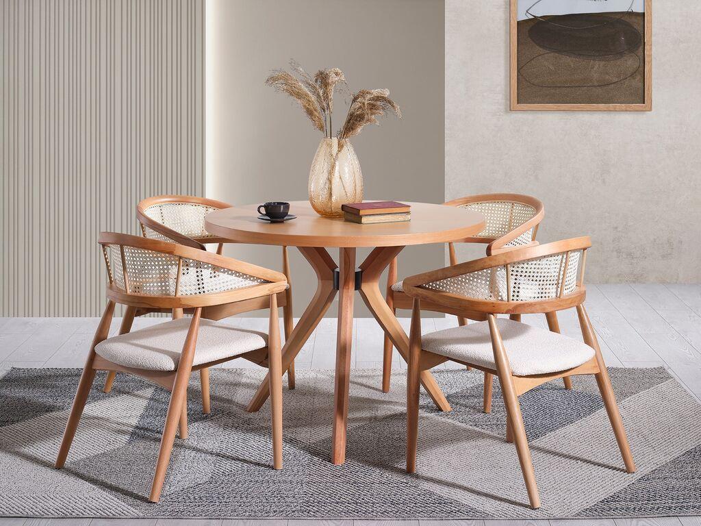 Hanah Home Trpezarijski sto i stolice Vegas, 100x100x75 cm, 4 stolice, Smeđa