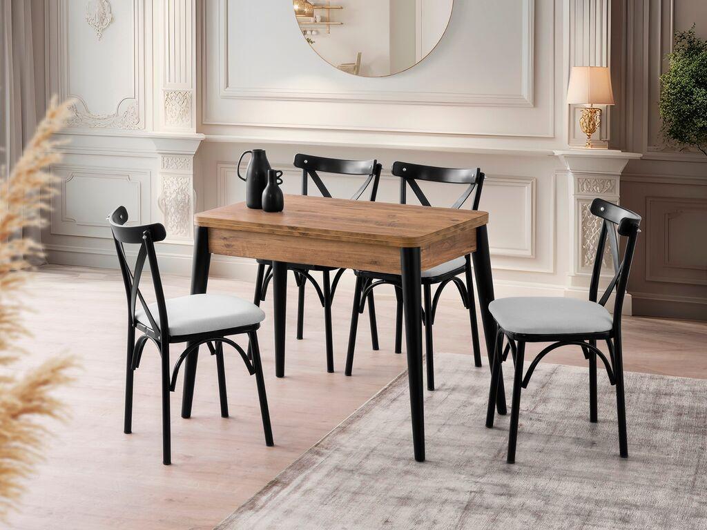 Hanah Home Razvlačivi trpezarijski sto Dolunay-1284, 100-120x75x60 cm, Smeđa