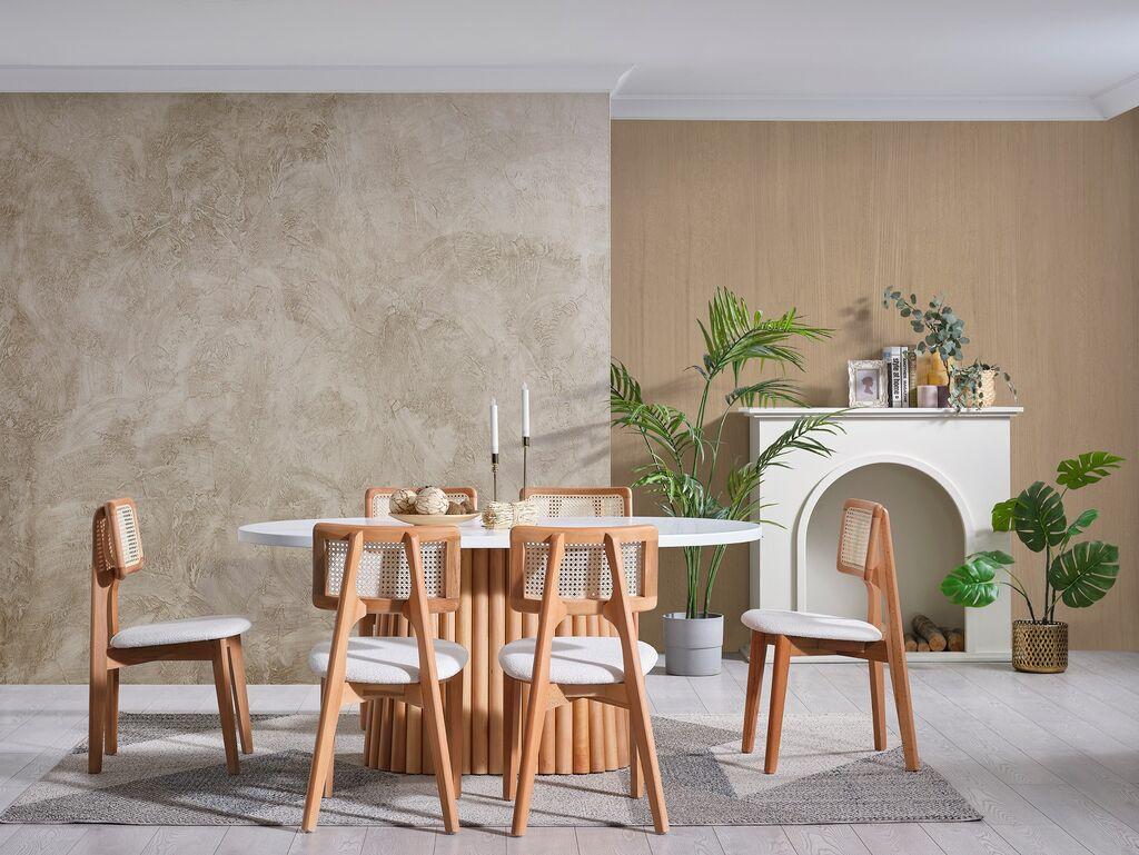 Hanah Home Trpezarijski sto i stolice Pera, 170x90x75 cm, 6 stolica, Bijela