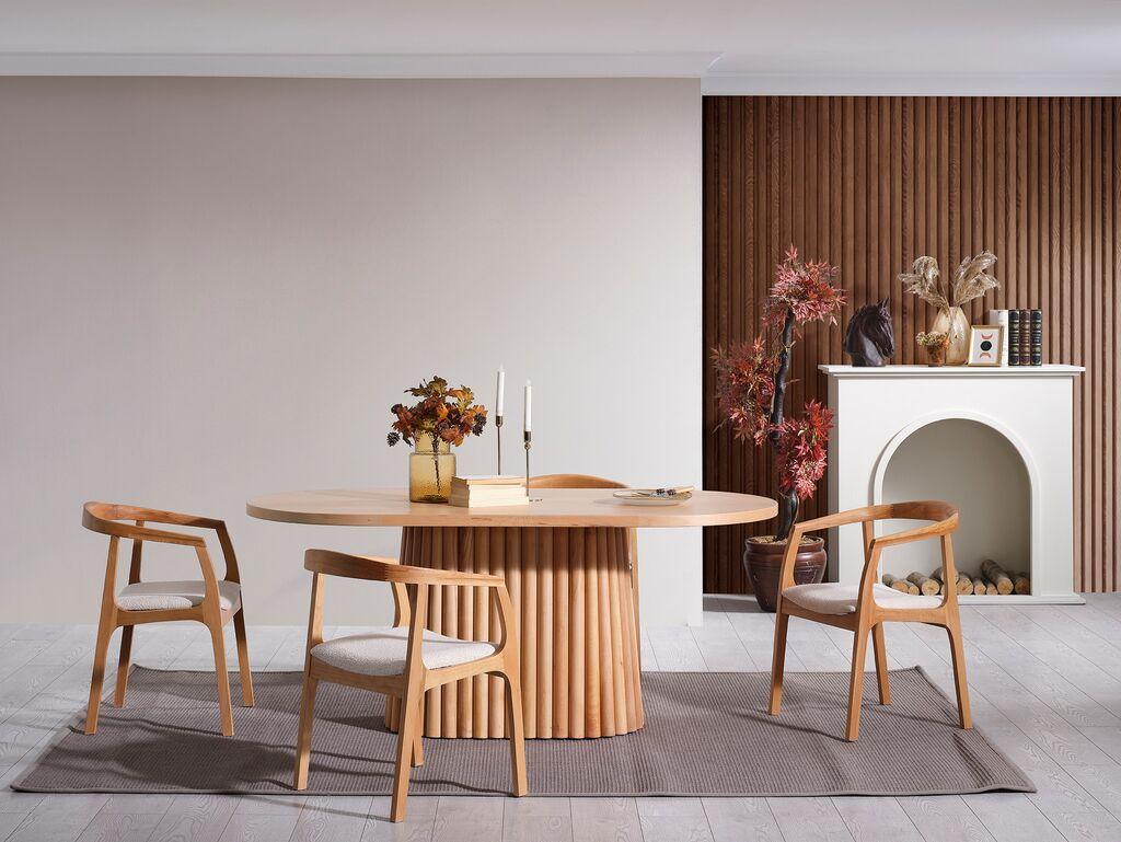 Hanah Home Trpezarijski sto i stolice Atlantis, 170x90x75 cm, 4 stolice, Smeđa