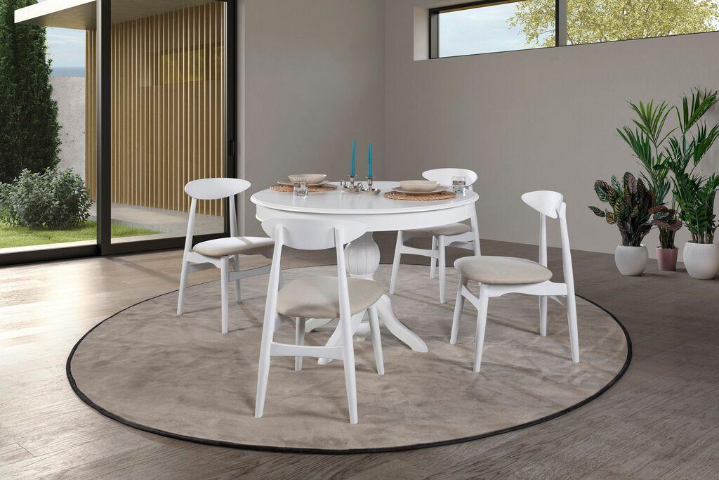 Hanah Home Rasklopivi trpezarijski sto i stolice Albero152, 118-158 cm, 4 stolice, Bijela