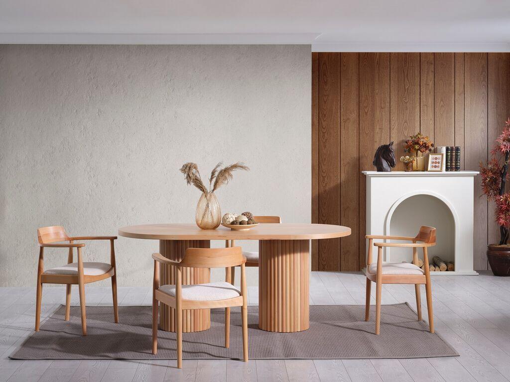 Hanah Home Trpezarijski sto i stolice Napoli, 170x90x75 cm, 4 stolice, Smeđa