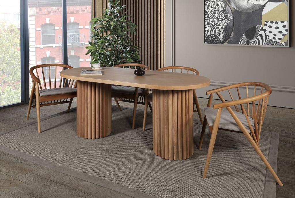 Hanah Home Trpezarijski sto i stolice Riva Masa T, 170x90x75 cm, 4 stolice Stol, Smeđa