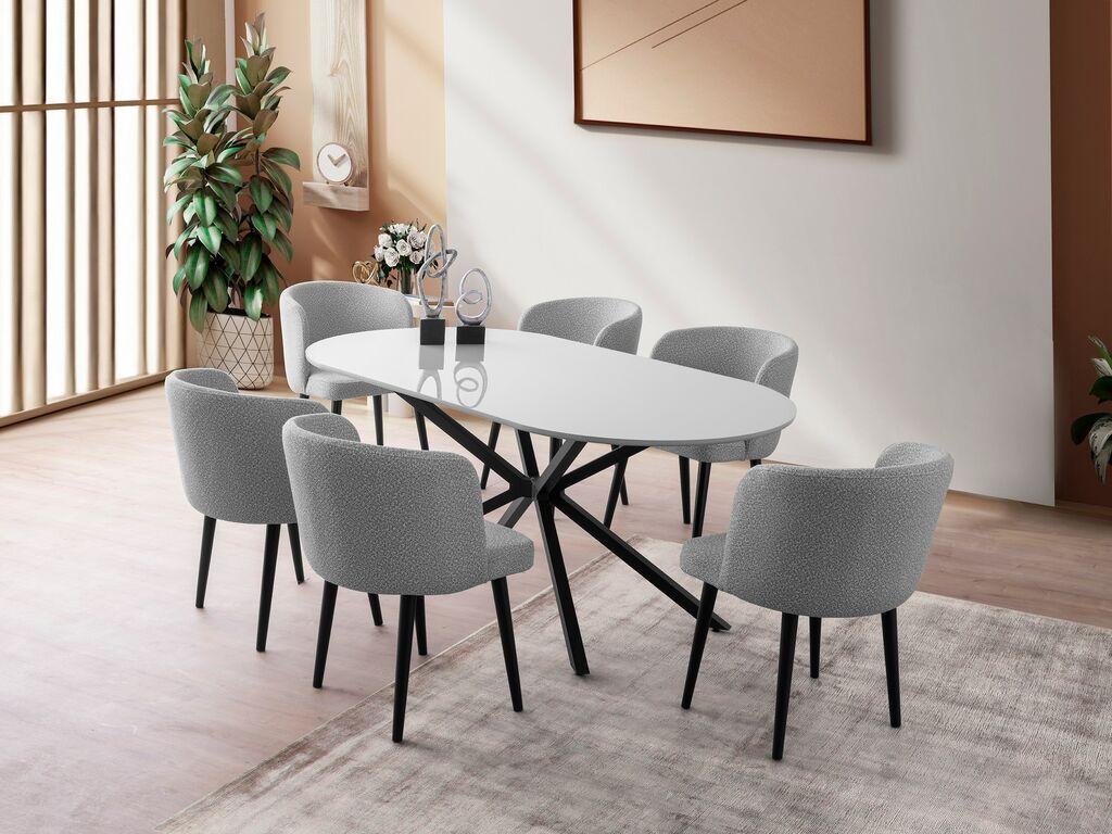 Hanah Home Trpezarijski sto Aura-3013, 180x90x79 cm, Svijetlosiva