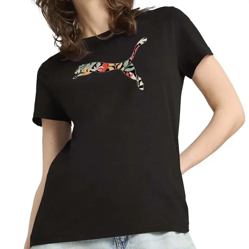 Puma ženska majica kratkih rukava Puma Graphics Floral Cat Logo Tee, crna
