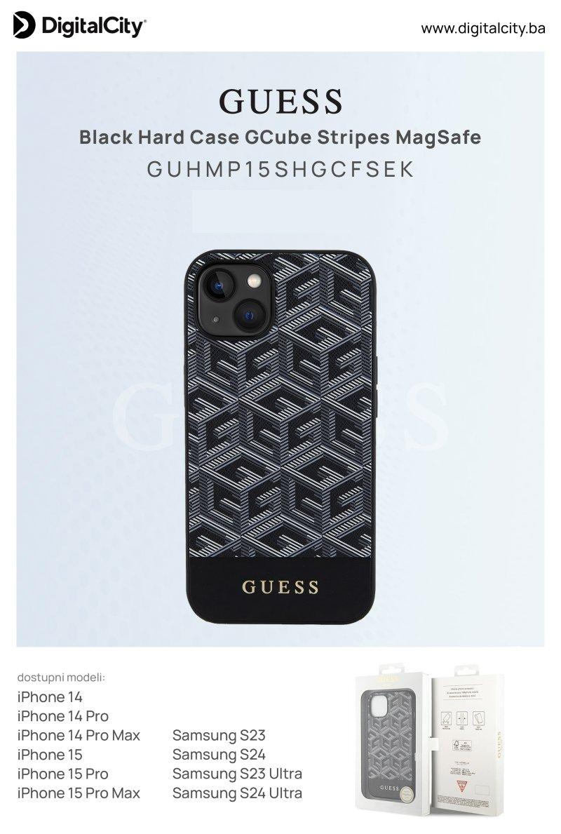 Guess Maska sa GCube prugama MagSafe za iPhone 15, Crna