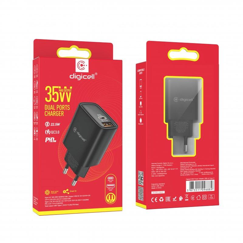 Digicell Naponski adapter 35W  Type-A + Type-C, Cni