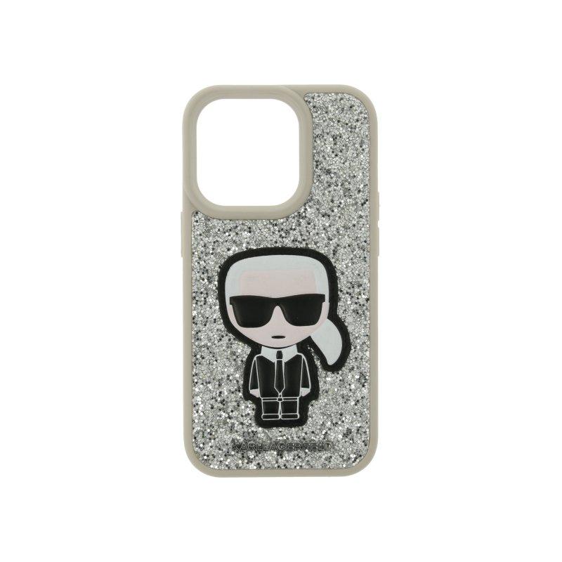 Karl Laferfeld Maska sa šljokicama Ikonik za iPhone 14, Srebrna