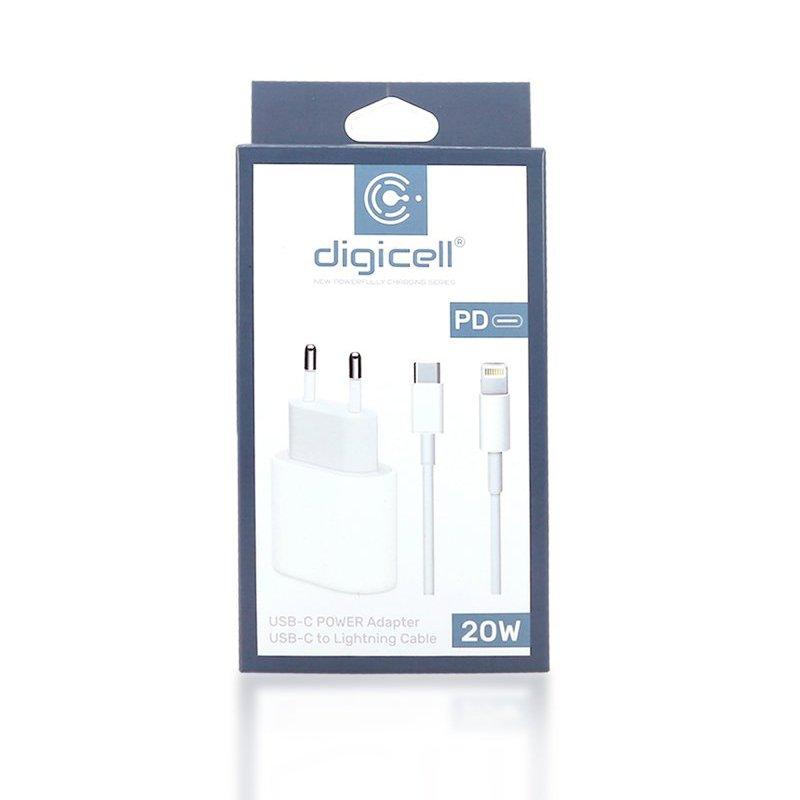 Digicell Kućni punjač PD 20W za iPhone 2u1, Bijeli