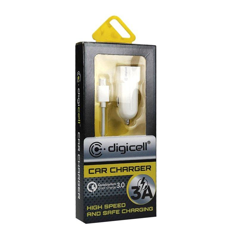 Digicell Auto punjač 3.0 QC 2u1 3A micro, Bijeli