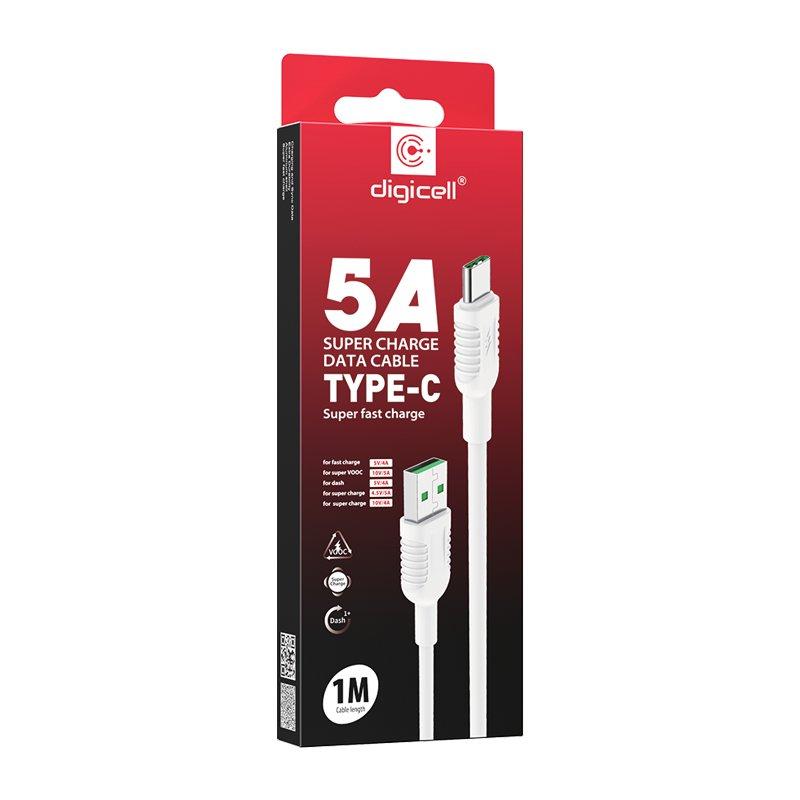 Digicell Super Charge data kabl Type-C 5A, Bijeli