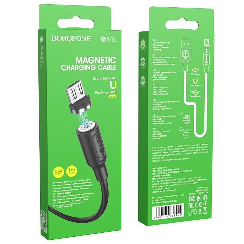 Borofone Magnetni USB Kabl Micro BX41, Crni