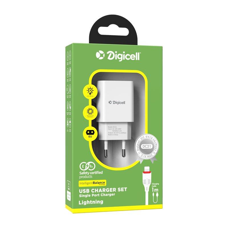 Digicell Punjač sa jednim portom DC21 set (Lightning)(EU), Bijeli