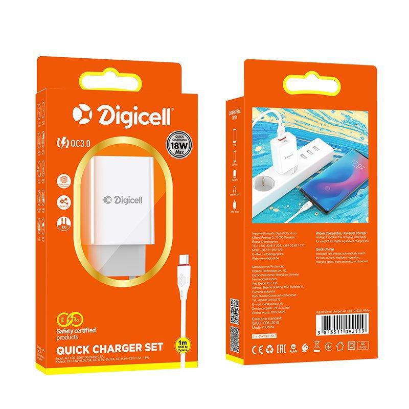 Digicell Punjač Spark set type-c 2.1A, Bijeli