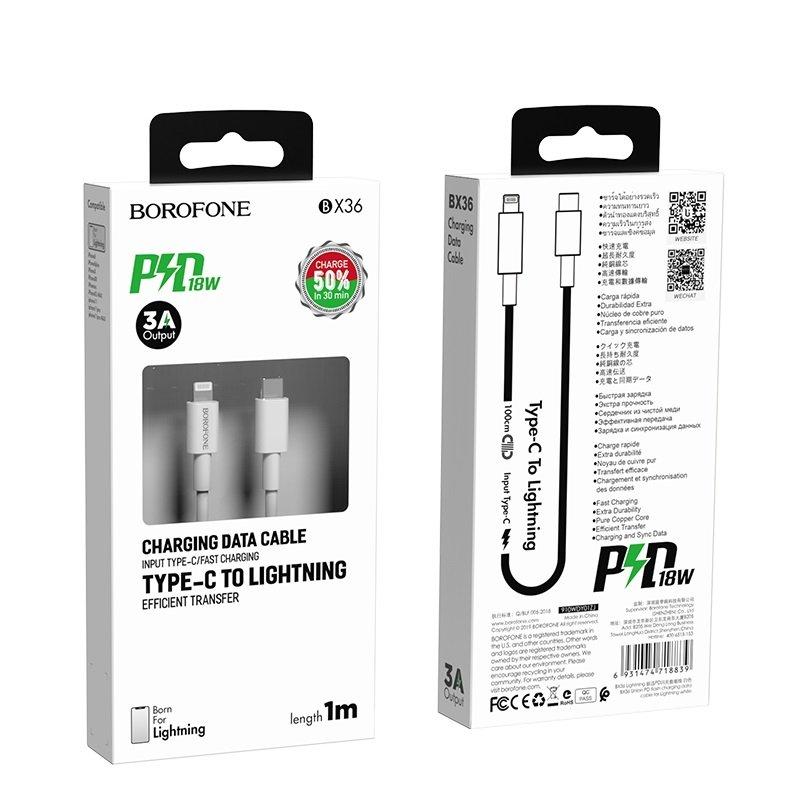 Borofone USB Kabl PD-Lightning BX36, Bijeli