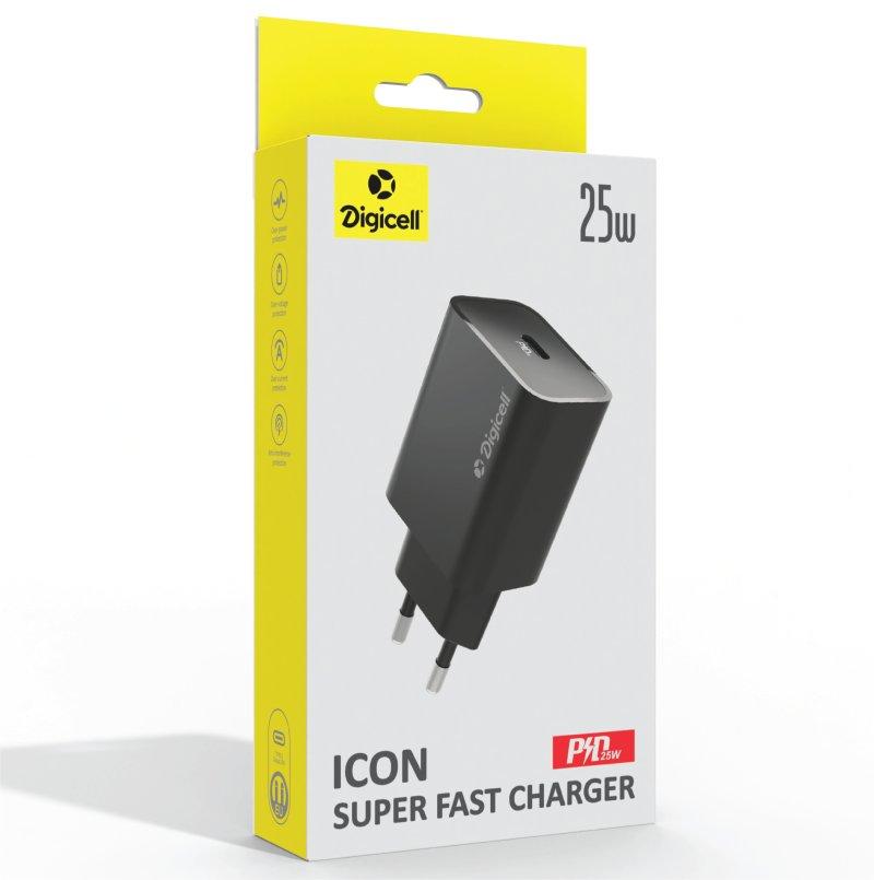 Digicell Icon Super brzi punjač PD 25W, Crni