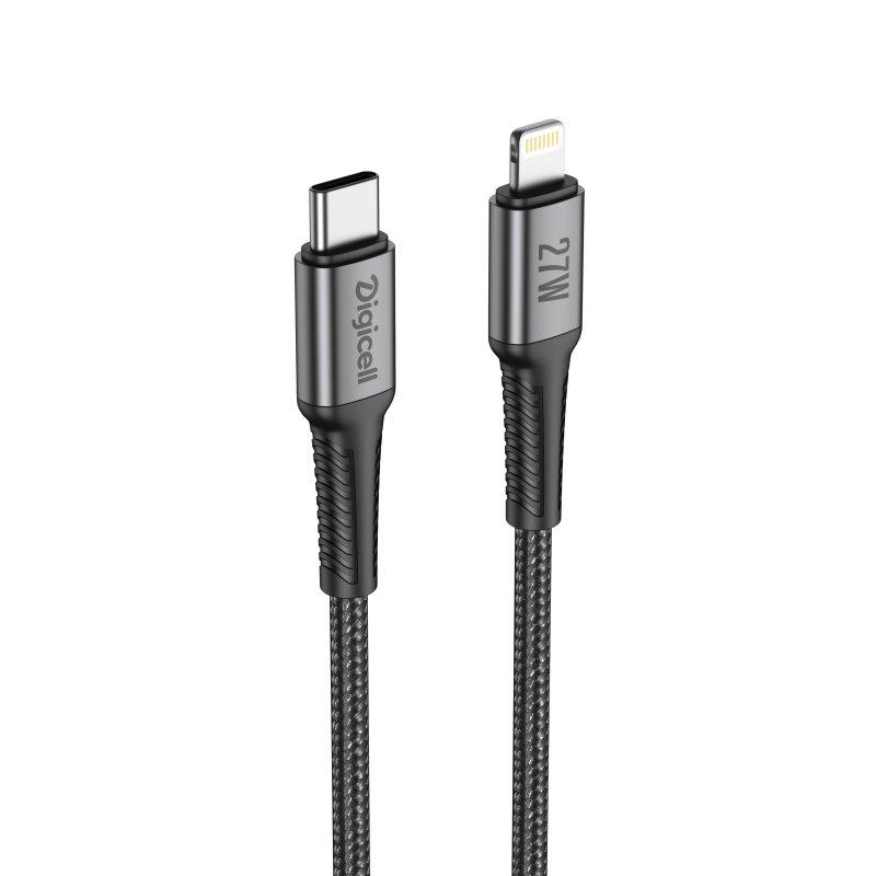 Digicell Kabl Dynamic Braided Lightning to C 27W, Crni
