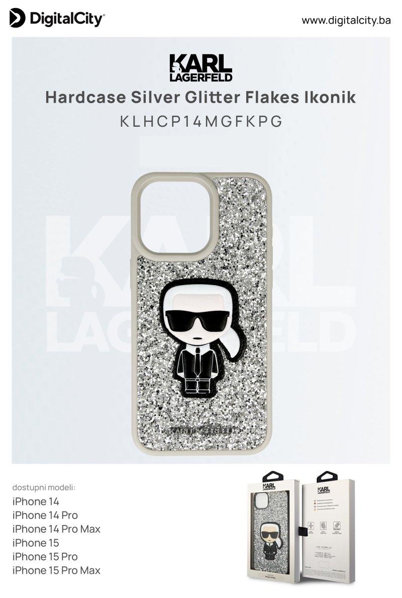 Karl Lagerfeld Maska sa šljokicama Ikonik za Samsung S24, Srebrna