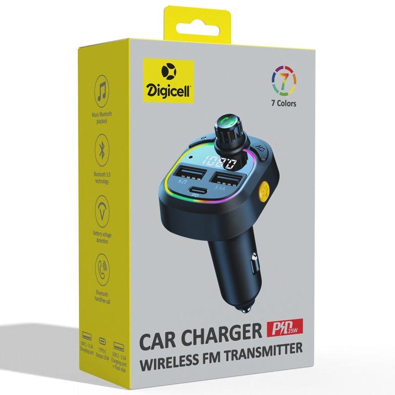 Digicell Bežični auto punjač FM prenosnil FMT-DC25, Crni