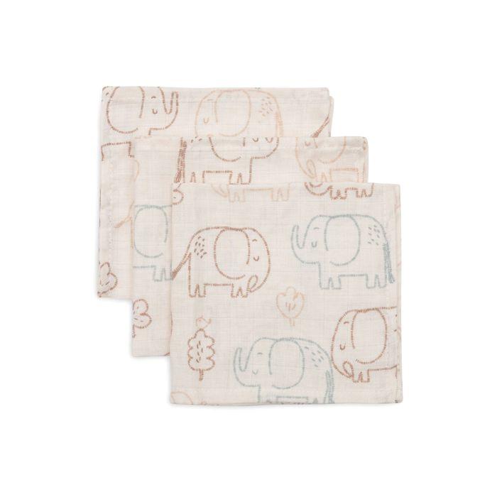 Jollein Set od 3 Muslin krpice Elephant Tales, Svijetlo roze
