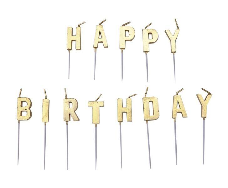 Partydeco Set svijećica za rođendan Happy birthday 9902307,7 cm, Zlatna boja
