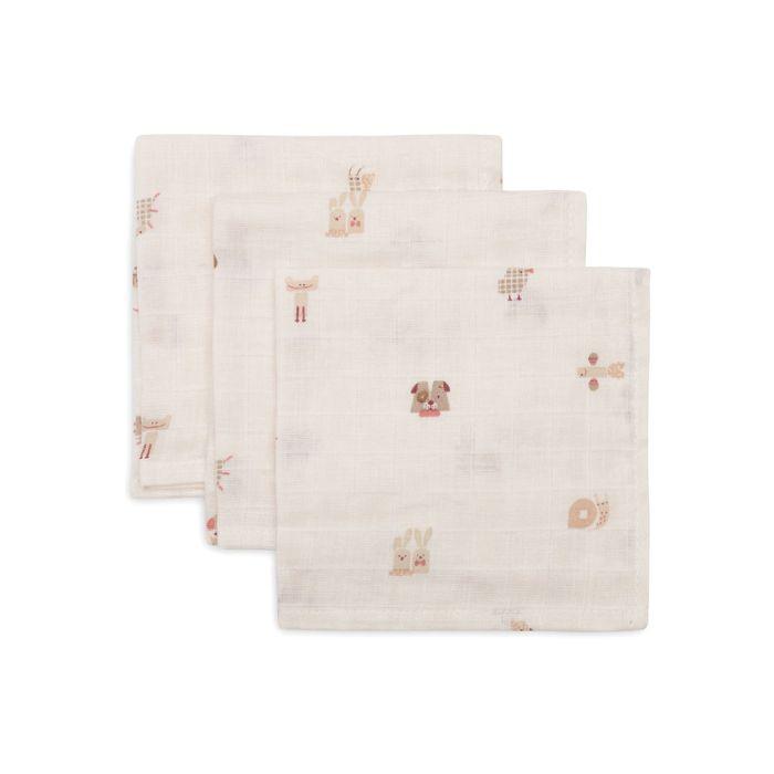 Jollein Set od 3 Muslin krpice Animal Friends, Svijetlo roze
