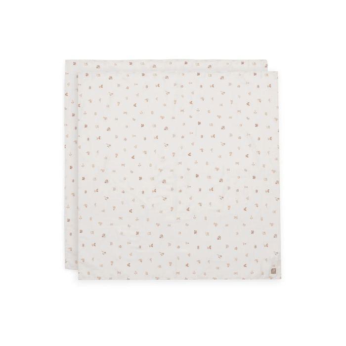 Jollein Set od 2 Muslin pelene za povijanje Animal Friends, Bijele