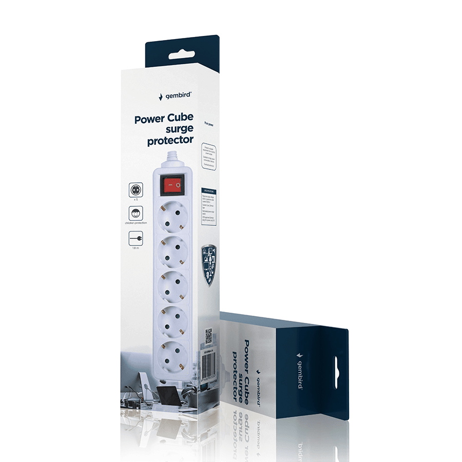 Gembird Razvodnik SPG4-C-6 , 5 Utičnica, 1.8m, Bijeli