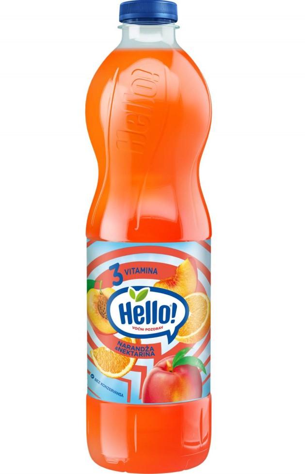 Voćni sok Hello, narandža i nektarina, 1,5l