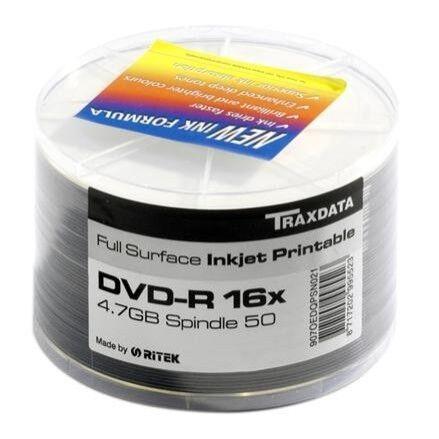 Traxdata Optički medij DVD-R 16X SPINDLE 50 WHITE FULL PRINTABLE