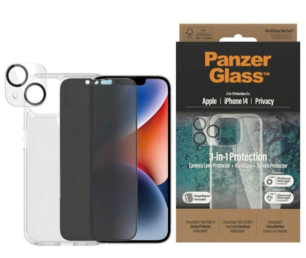 Panzerglass Set zaštite za mobitel iPhone 14 Privacy, Maska, Zaštitno staklo, Okvir za kameru