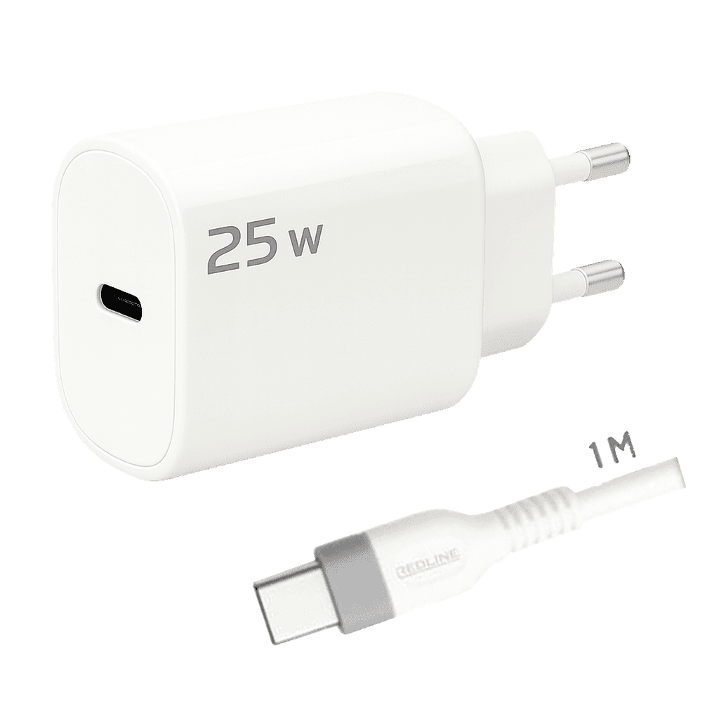 Redline Punjač sa USB-C kablom G25C+CC-1M, 25W, Bijeli