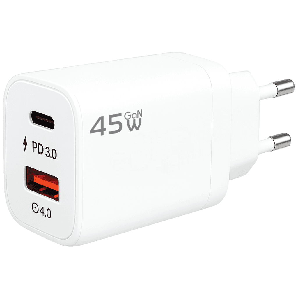 Redline Punjač kućni GL-45W-AC, 1 x USB-A, 1 x USB-C, 45W, GaN, Bijeli