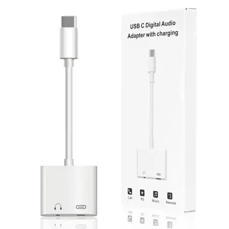 NoName, Adapter, Type-C, 3,5 mm konektor, Bijeli
