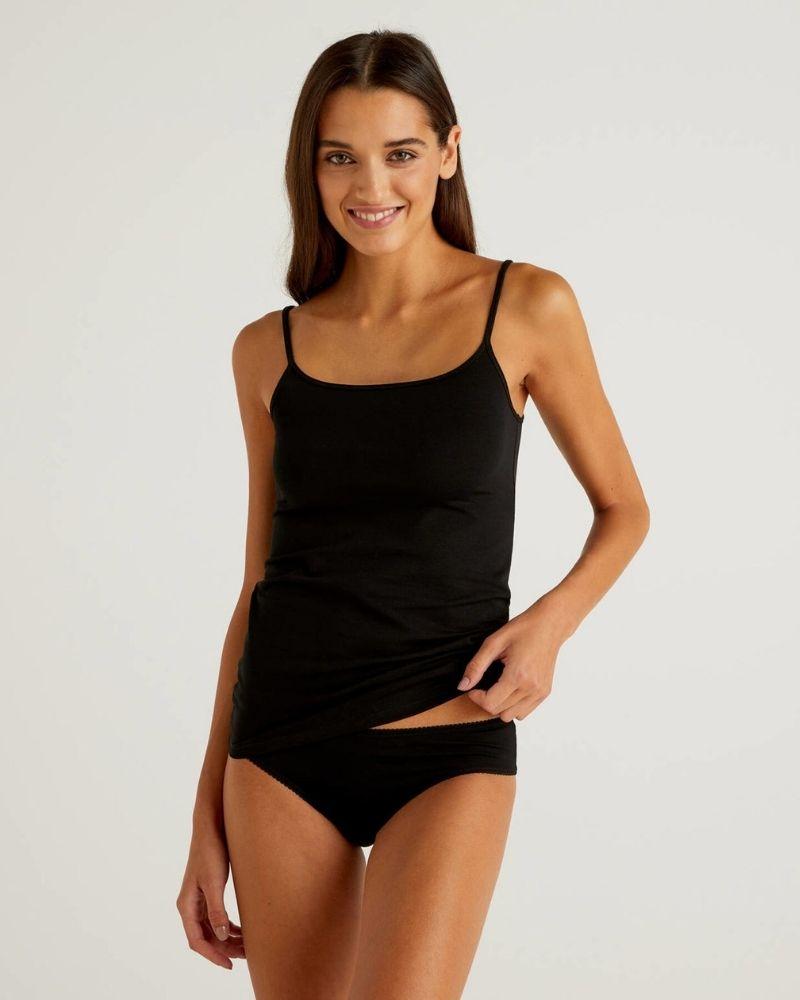 Benetton Ženska majica na bretele 3OP81H139C-100-M, Crna