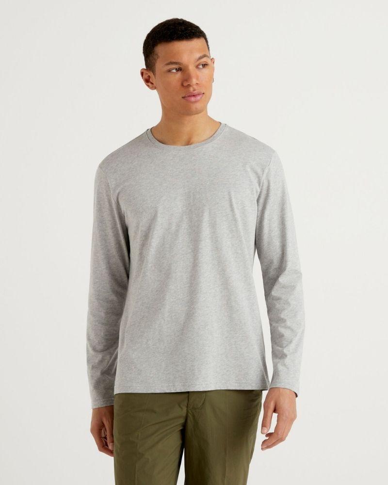 Benetton Muška majica dugih rukava 3U53J1F05C-501-EL, Siva