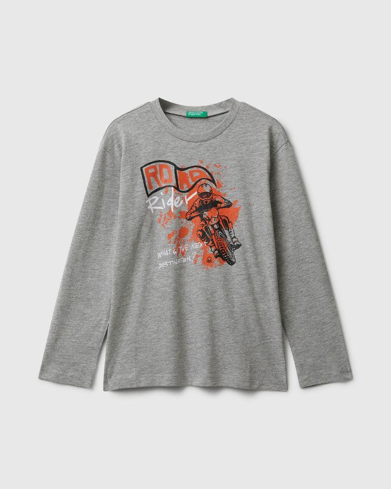Benetton Majica dugih rukava za dječake 35RYC10QQG-501-EL, Siva
