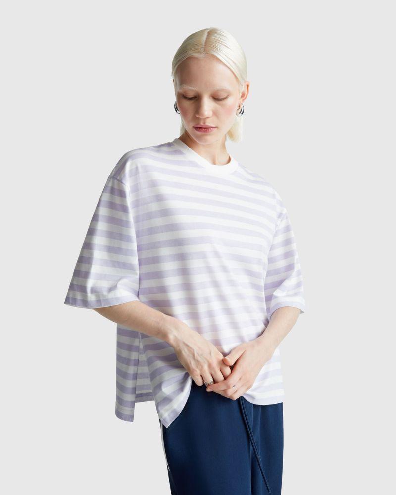 Benetton Ženska majica kratkih rukava 34N1D10AO-63C-M, Lila-bijela