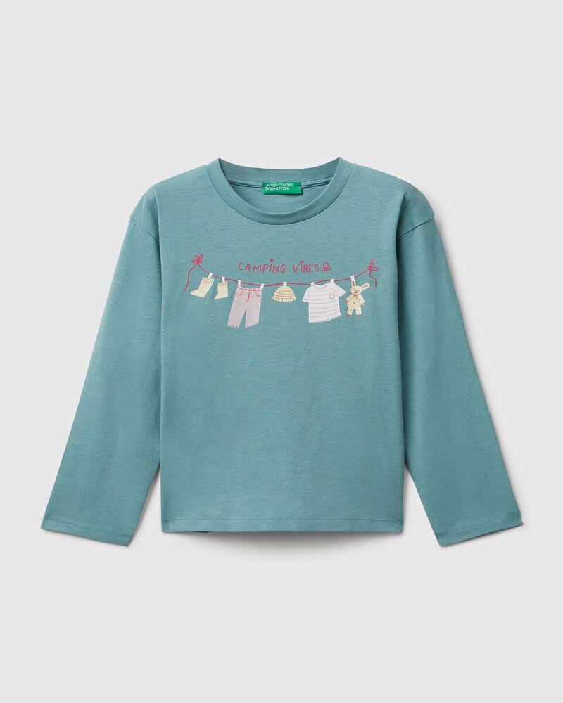 Benetton Majica dugih rukava za djevojčice 35RYG10K7P-33K-82, Zelena