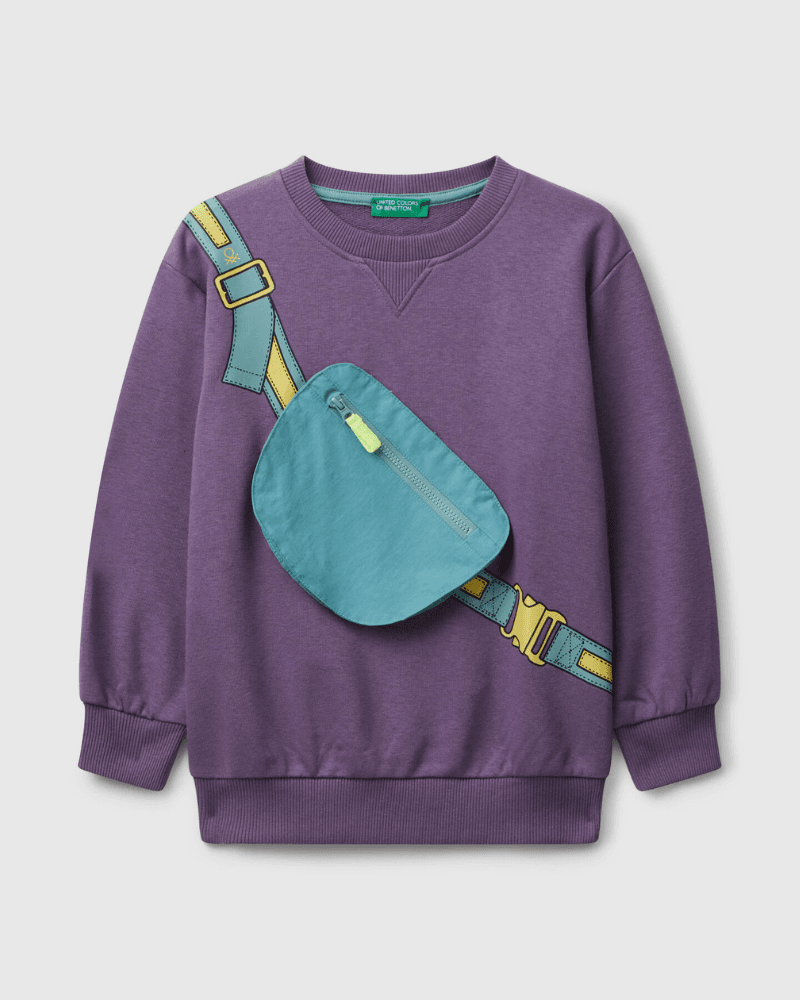 Benetton Majica dugih rukava za dječake 32N4G10KOP-1V4-82, Ljubičasti