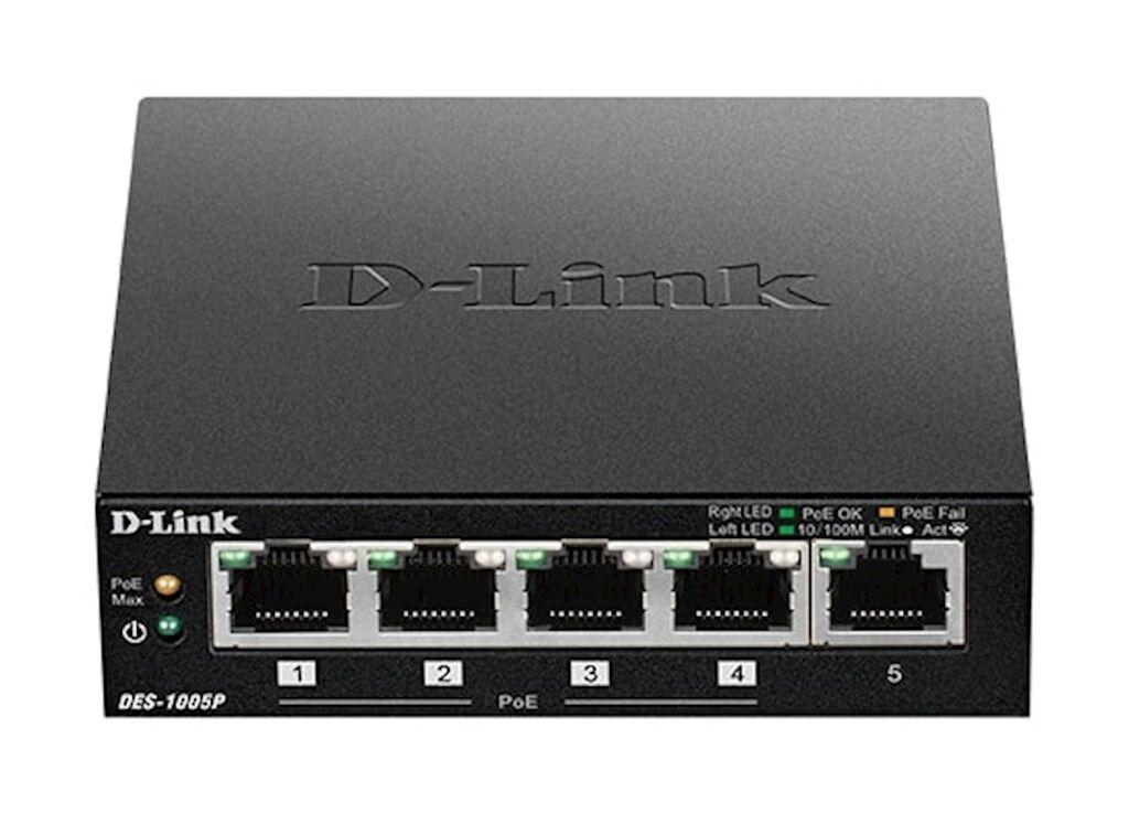 D-Link Switch, 5 Portova, PoE, Crni