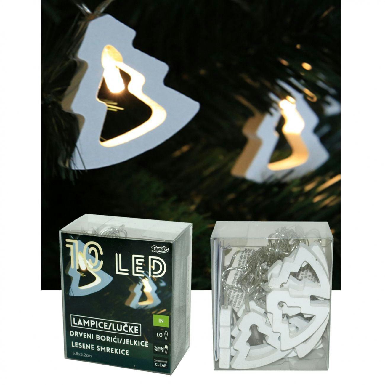 DENIS LED drveni borići 5,8x5,2 cm, 10L bat