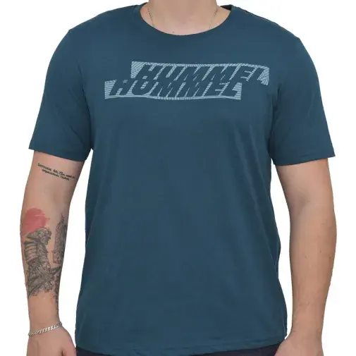 Hummel Muška majica Hmlgraphic displaced logo tee, Tamnoplava