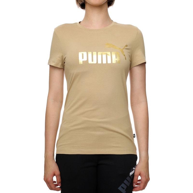 Puma Ženska majica Ess+ metallic logo tee, Bež