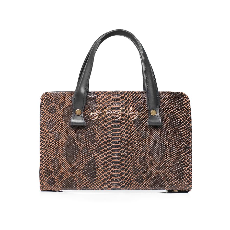 Lovely Bag Amber - Smeđa Torba, Zlatni Metal