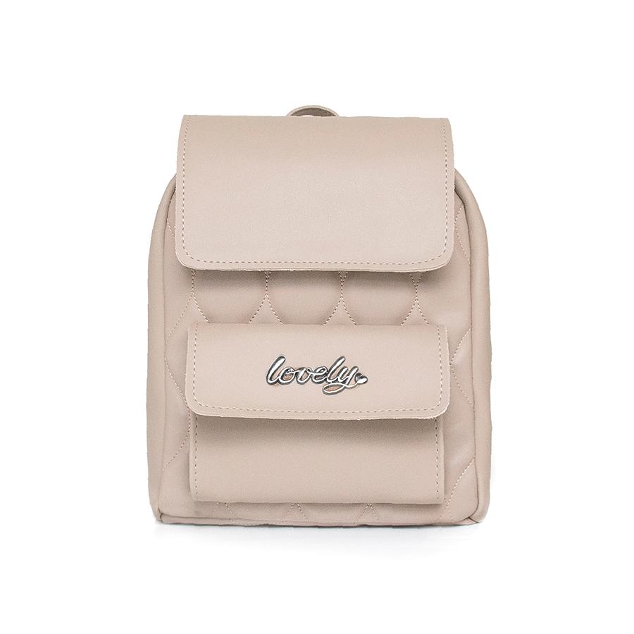 Lovely Bag Bruna - Tamno Bež Ruksak, Crni Metal